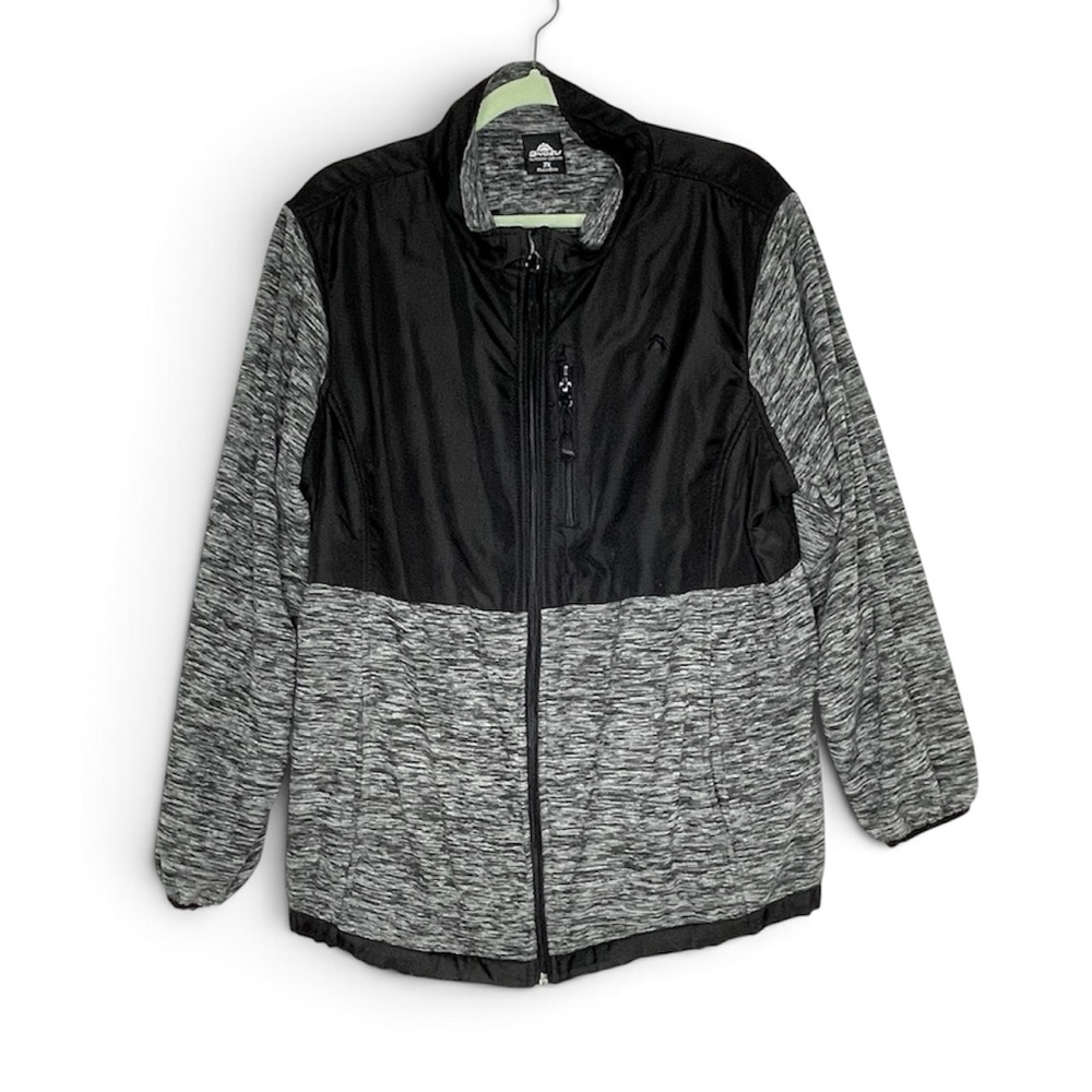 Snozu black and gray space-dye fleece-lined full-zip jacket pockets Size 3X